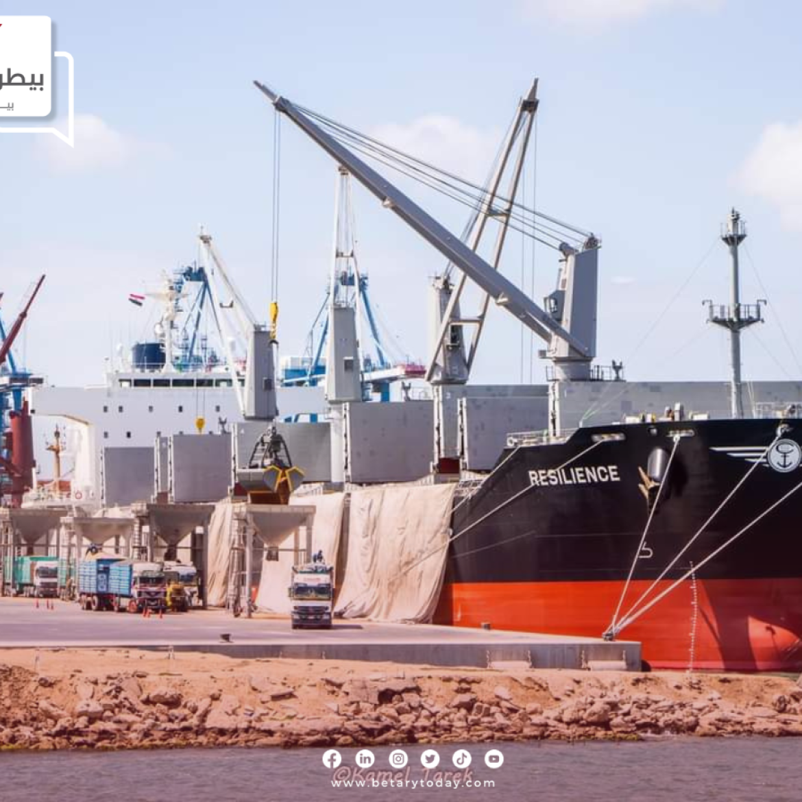 ميناء دمياط يستقبل اليوم نحو 2237 طن ذرة و 4950 طن فول صويا